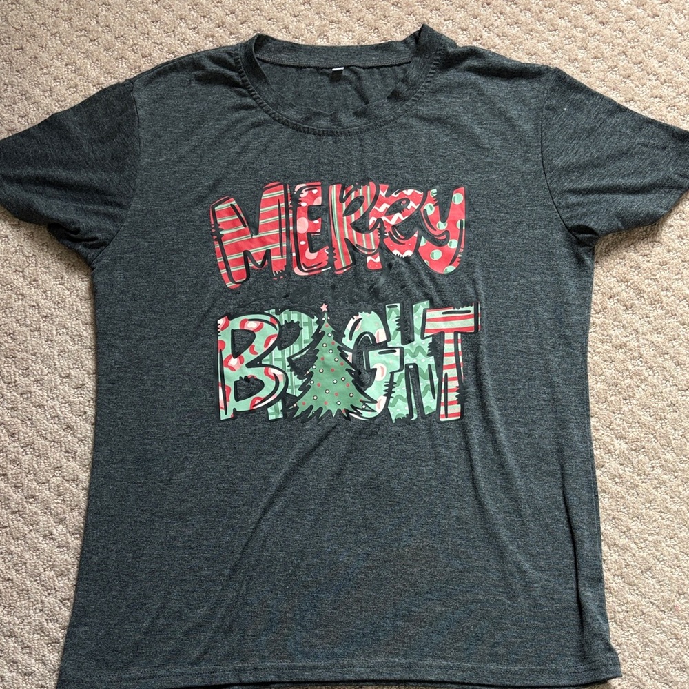 Festive Graphic Women's Tee - Dark Gray